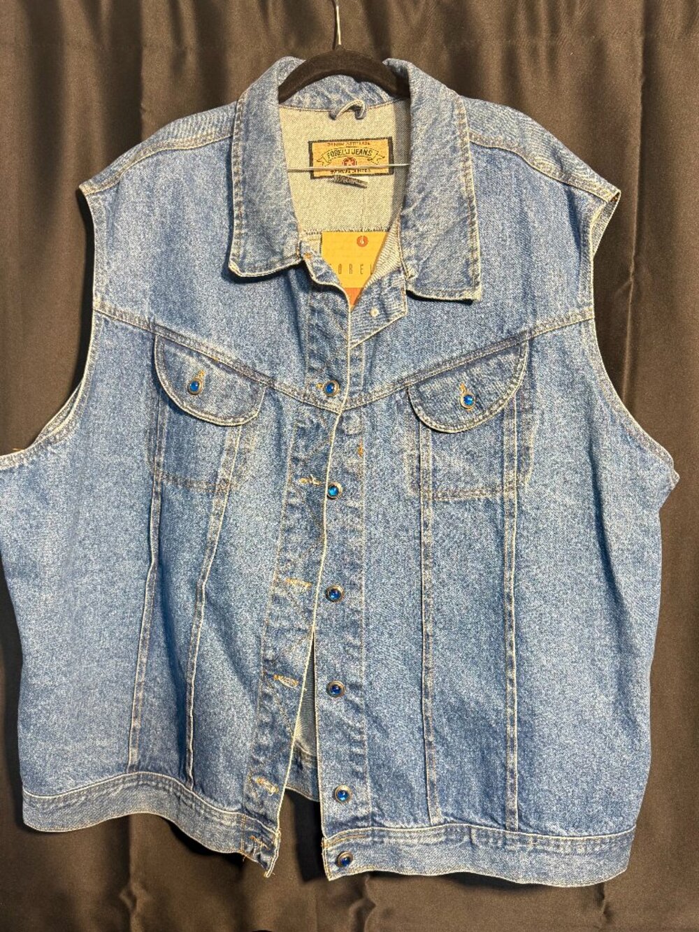 NWT Vintage Forelli Jeans Denim Vest 26/28 Plus Size